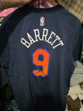 Nike Men's Navy Blue Barrett #9 NBA T-Shirt with Orange Number